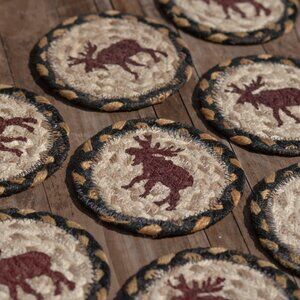 Set of EIGHT Large Cozy Coasters | Thick Fabric Woven Stitched | Kitchen Drink